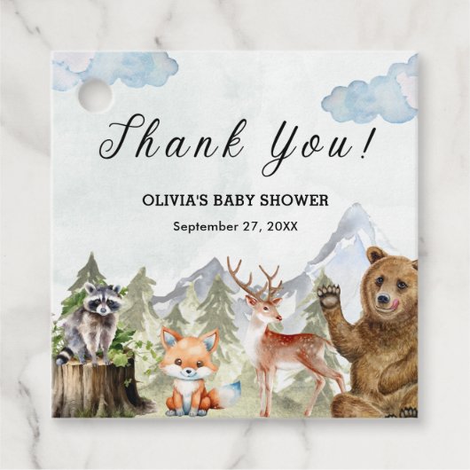 Laat het avontuur beginnen Mountain Boy Baby showe Bedankjes Labels (Voorkant)