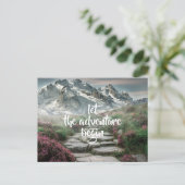 Laat het avontuur beginnen /Mountains /Personalize Briefkaart (Staand voorkant)