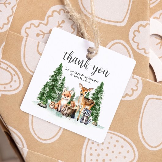 Laat het avontuur beginnen op Baby shower Square Bedankjes Labels