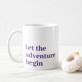 Laat het avontuur beginnen paarse script Monogram Koffiemok
