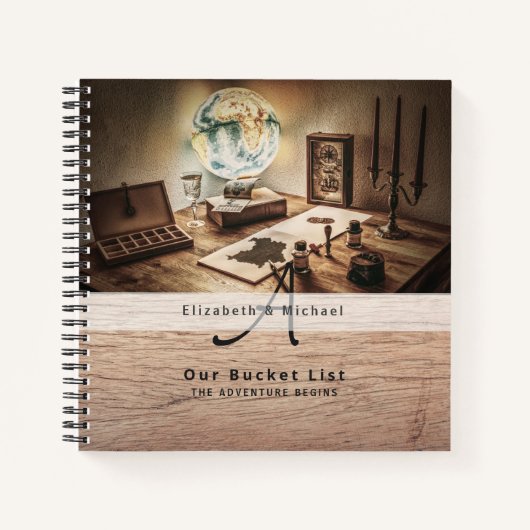 Laat het avontuur beginnen! Pasgetrouwden BUCKETLI Notitieboek (Voorkant)