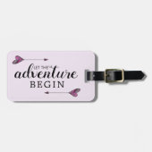 Laat het avontuur beginnen Pijl Hart Paars Bagagelabel (Voorkant horizontaal)