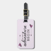 Laat het avontuur beginnen Pijl Hart Paars Bagagelabel (Voorkant verticaal)