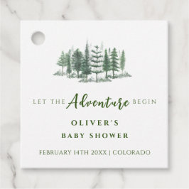 Laat het avontuur beginnen rustieke bos Baby showe Bedankjes Labels