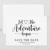 Laat het avontuur beginnen Sla de datum op Save The Date (Voorkant / Achterkant)