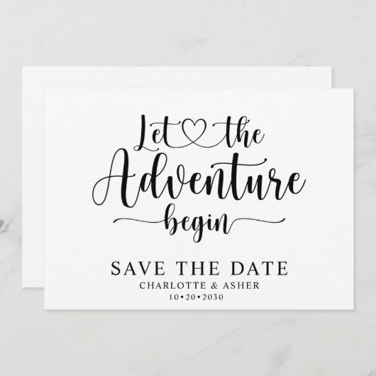Laat het avontuur beginnen sparen de Datum Save The Date (Voorkant / Achterkant)