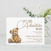 Laat het avontuur beginnen Teddy Bear Baby shower Kaart (Staand voorkant)