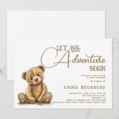 Laat het avontuur beginnen Teddy Bear Baby shower Kaart (Voorkant / Achterkant)