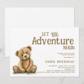 Laat het avontuur beginnen Teddy Bear Baby shower Kaart (Voorkant / Achterkant)