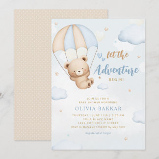 Laat het avontuur beginnen Teddy Beer Baby Shower  Kaart