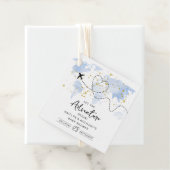 "Laat het avontuur beginnen!" Travel Map Baby show Bedankjes Labels (In situ)