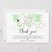 "Laat het avontuur beginnen!" Travel Map Baby show Bedankkaart (Voorkant)