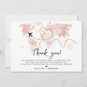 "Laat het avontuur beginnen!" Travel Map Baby show Bedankkaart (Voorkant)