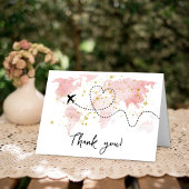 "Laat het avontuur beginnen!" Travel Map Baby show Bedankkaart