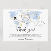 "Laat het avontuur beginnen!" Travel Map Baby show Bedankkaart (Voorkant)