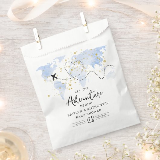 "Laat het avontuur beginnen!" Travel Map Baby show Bedankzakje (Geknipt)