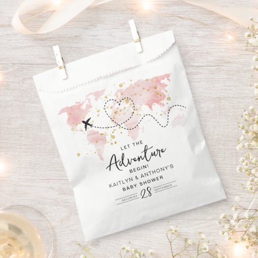 "Laat het avontuur beginnen!" Travel Map Baby show Bedankzakje (Geknipt)