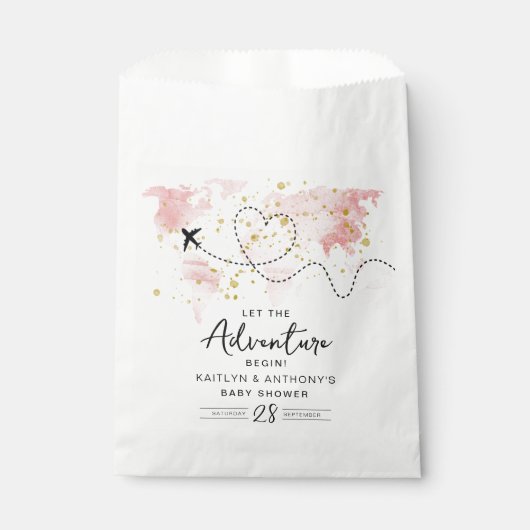 "Laat het avontuur beginnen!" Travel Map Baby show Bedankzakje (Voorkant)