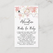 "Laat het avontuur beginnen!" Travel Map Baby show Informatiekaartje (Voorkant)