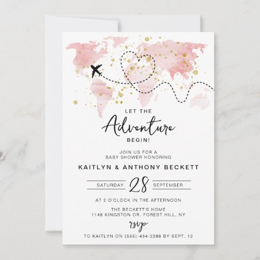 "Laat het avontuur beginnen!" Travel Map Baby show Kaart (Voorkant)