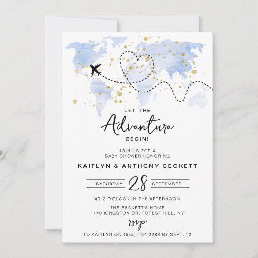 "Laat het avontuur beginnen!" Travel Map Baby show Kaart (Voorkant)