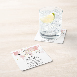 "Laat het avontuur beginnen!" Travel Map Baby show Kartonnen Onderzetters