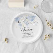 "Laat het avontuur beginnen!" Travel Map Baby show Papieren Bordje