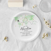 "Laat het avontuur beginnen!" Travel Map Baby show Papieren Bordje