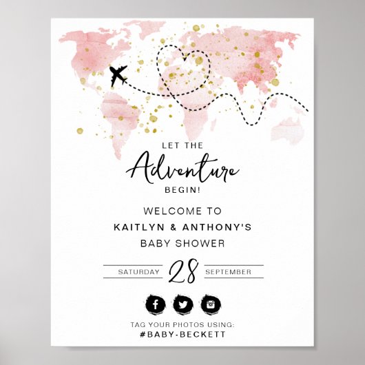 "Laat het avontuur beginnen!" Travel Map Baby show Poster (Voorkant)