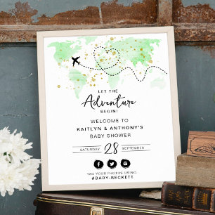 "Laat het avontuur beginnen!" Travel Map Baby show Poster