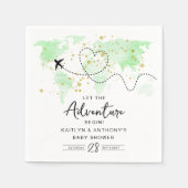 "Laat het avontuur beginnen!" Travel Map Baby show Servet (Voorkant)