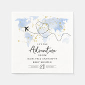 "Laat het avontuur beginnen!" Travel Map Baby show Servet (Voorkant)