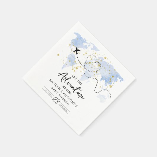 "Laat het avontuur beginnen!" Travel Map Baby show Servet (Hoek)