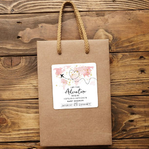 "Laat het avontuur beginnen!" Travel Map Baby show Vierkante Sticker