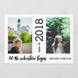 Laat het avontuur beginnen twee Foto's Afstuderen Kaart
