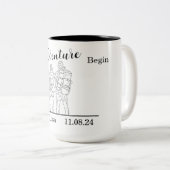 Laat het avontuur beginnen tweekleurige koffiemok (Voorkant rechts)