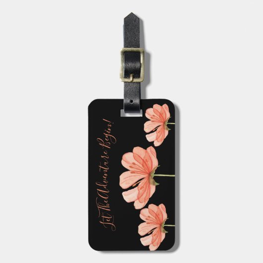 Laat het avontuur beginnen vakantie bloemen bagagelabel (Voorkant verticaal)