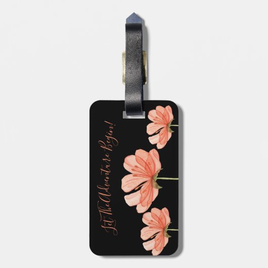 Laat het avontuur beginnen vakantie bloemen bagagelabel (Achterkant verticaal)