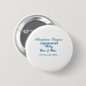 laat het avontuur beginnen verlovingsfeest naam da ronde button 5,7 cm (Voorkant /achterkant)