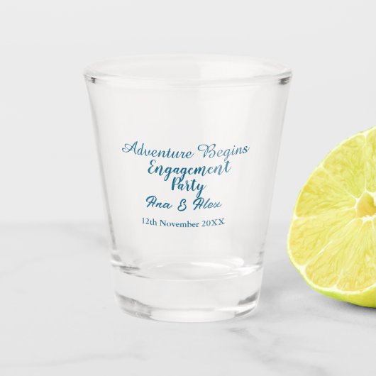 laat het avontuur beginnen verlovingsfeest naam da shot glas (Voorkant)