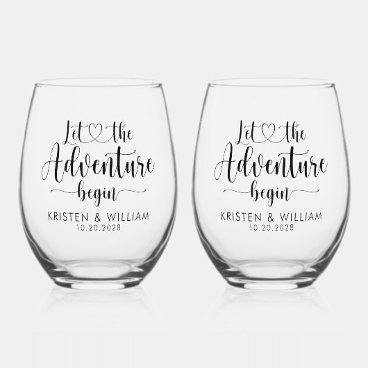 Laat het avontuur beginnen wijnglas zonder voet (Voorkant)