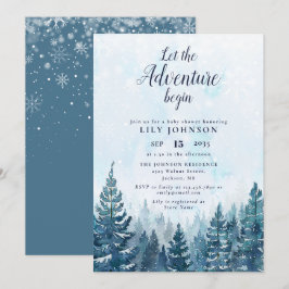 Laat het avontuur beginnen Winter Bos Baby Shower Kaart