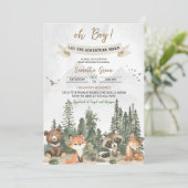 Laat het avontuur beginnen Woodland Baby shower Kaart (Staand voorkant)