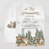 Laat het avontuur beginnen Woodland Baby shower Kaart (Voorkant / Achterkant)