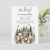 Laat het avontuur beginnen Woodland Baby shower Kaart (Staand voorkant)