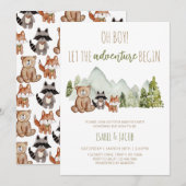 Laat het avontuur beginnen Woodland Baby shower Kaart (Voorkant / Achterkant)