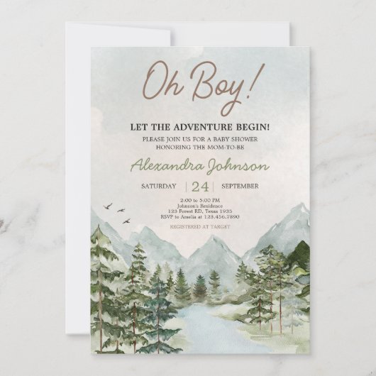 Laat het avontuur beginnen Woodland Baby shower Kaart (Voorkant)