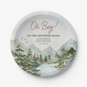 Laat het avontuur beginnen Woodland Baby shower Papieren Bordje