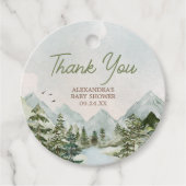 Laat het avontuur beginnen Woodland Baby shower Ro Bedankjes Labels (Voorkant)