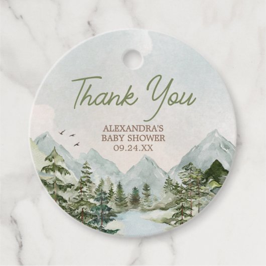 Laat het avontuur beginnen Woodland Baby shower Ro Bedankjes Labels (Voorkant)